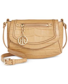 Tommy Hilfiger Jerry Embossed Leather Crossbody   Handbags