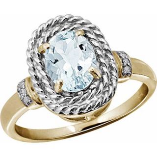 1.15 Carat T.G.W. Aquamarine Gemstone and White Diamond Accent Ring