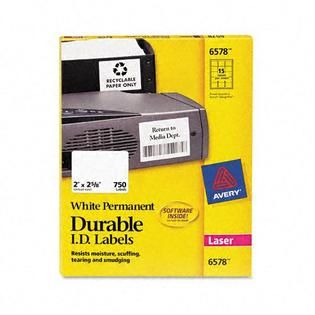 Avery Laser Printer Permanent White Durable ID Labels   Office
