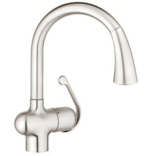 GROHE LadyLux Cafe Single Handle Pull Down Sprayer Kitchen Faucet with Dual Spray in RealSteel 33755SD1
