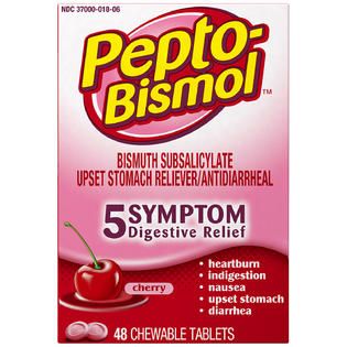 Pepto Bismol Cherry Chewable Tablets Upset Stomach Reliever/Anti
