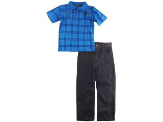Beverly Hills Polo Club Little Boys' Plaid Polo Shirt 2Pc Pant Set, Green, 4