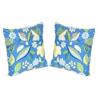 Piece Outdoor Toss Pillow Set   Blue/Green Floral 16