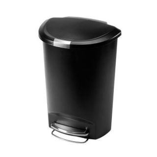 simplehuman 50 Liter Semi Round Black Plastic Step Trash Can CW1355