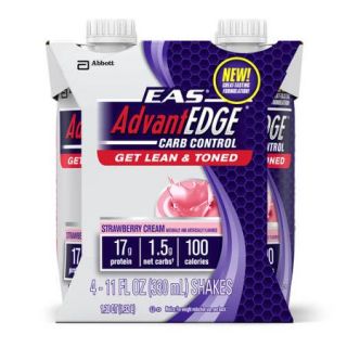 EAS AdvantEDGE Carb Control Ready to Drink Shake, Strawberry Cream,  11 fl oz (Pack of 4)