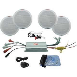 Pyle PLMRKT4A 4 Channel Waterproof /iPod Amplified 6.5" Marine Speaker System