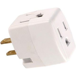 GE 3 Outlet Grounded Cube Design Adapter   White 58368