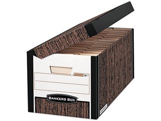 Bankers Box 00052 FastFold Flip Top File Storage Box, Letter/Legal, Woodgrain, 12/Ctn