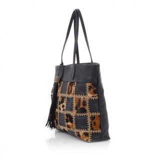 Clever Carriage Company "Giglio" Italian Leather Patchwork and Hand Crochet Sho   7950091