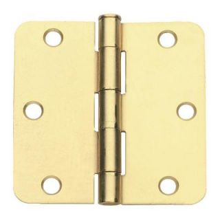 Global Door Controls 3 in. x 3 in. Satin Brass Plain Bearing Steel Hinge with 1/4 in. Radius (Set of 2) CP3030 1/4US4 M