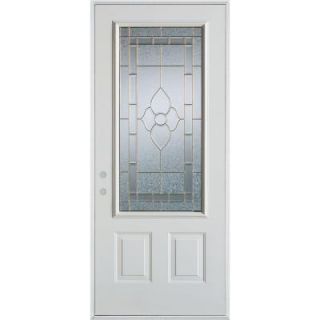 Stanley Doors 32 in. x 80 in. Traditional Zinc 3/4 Lite 2 Panel Prefinished White Right Hand Inswing Steel Prehung Front Door 1103E D 32 R Z