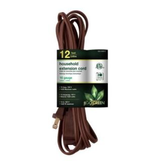 Power By Go Green 12 ft. 16/2 SPT 2 Household Extension Cord   Brown GG 24812