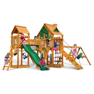 Gorilla Playsets Pioneer Peak Treehouse Swing Set with Amber Posts