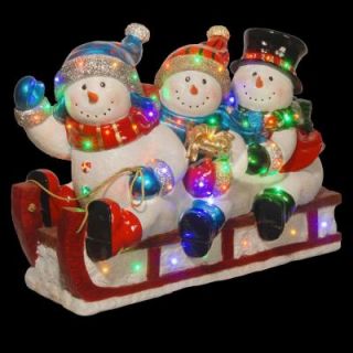 National Tree Company 29 in. Sledding with 3 Snowmen with 48 Multi Color LED Lights BG 19154A