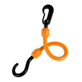 The Perfect Bungee 12 in. Polyurethane Fixed End Bungee Cord with Molded Nylon Hook and Clip in Orange PC12FENG