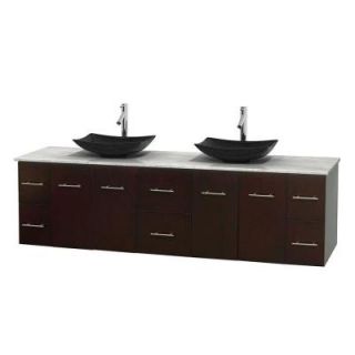 Wyndham Collection Centra 80 in. Double Vanity in Espresso with Marble Vanity Top in Carrara White and Black Granite Sinks WCVW00980DESCMGS4MXX