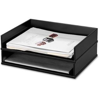Victor Midnight Black Collection Wood Stacking Letter Tray