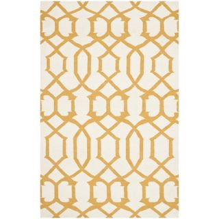 Safavieh Handwoven Yellow Patterned Moroccan Reversible Dhurrie Ivory