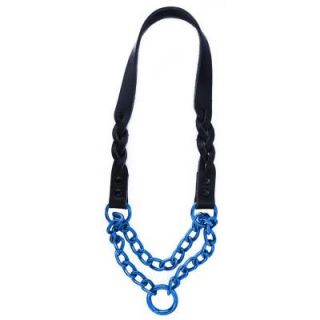 Platinum Pets 21 in. Braided Black Leather Martingale in Blue BLM21BLU