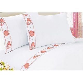 At Home Microfiber Embroidered Sea Shell Polyester Sheet Set