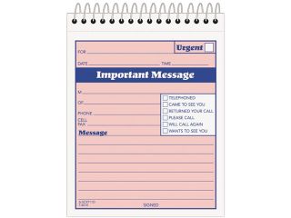 Tops 4010 Telephone Message Book with Fax/Mobile Section, 4 1/4 x 6, Two Part, 50/Book
