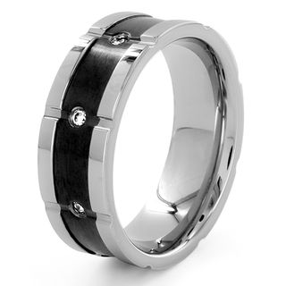 Titanium Cubic Zirconia Black Center Ring