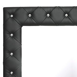 Baxton  Stella Crystal Tufted Black Modern Floor Mirror