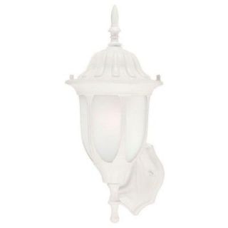 Westinghouse 1 Light Textured White on Cast Aluminum Exterior Wall Lantern with Frosted Glass Panels 6682800