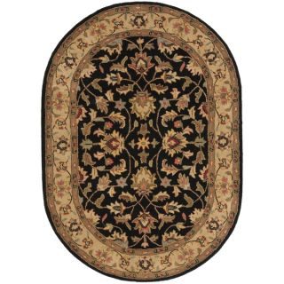 Safavieh Handmade Heritage Kerman Black/ Gold Wool Rug (76 x 96 Oval