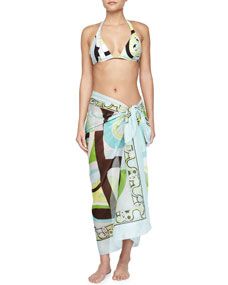 Emilio Pucci Long Printed Voile Pareo Coverup