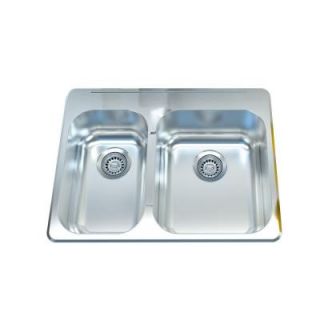 Filament Design Cantrio Deck Mounted Stainless Steel 27 in. 1 Hole Double Bowl Kitchen Sink KSS 521