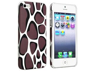 Insten Warm Grey Leopard Clip on Rubber Coated Case + 2 LCD Kit Mirror Film Guard Compatible With Apple iPhone 5 / 5s 964314