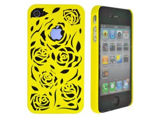 Simply Color Slim Fit Carved Flower PVC Cell Phone Case For iPhone 4 / 4S   Orange
