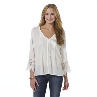 Bongo Juniors Plus V Neck Pintuck Top