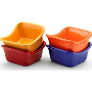 Rachael Ray Serveware Lil’ Saucy Squares Stoneware Dipping Cups Set, Assorted