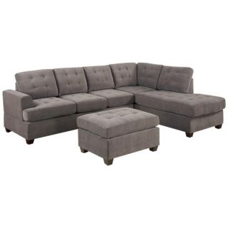 piece Modern Reversible Microfiber and Faux Leather Sectional Sofa