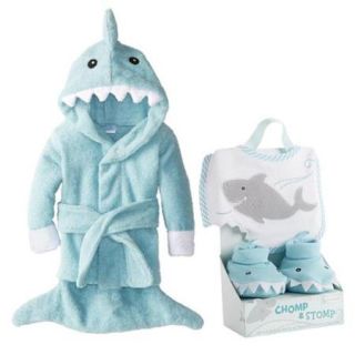 Baby Aspen Let The Fin Begin Terry Shark Robe with Bib & Booties Gift Set