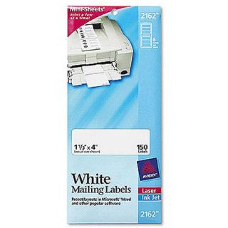 Avery Laser/Inkjet Shipping Labels, Mini Sheets, 1 1/3 x 4, White, 150/Pack
