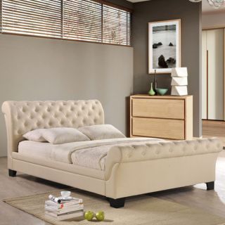 Kate Queen Beige Button Tufted Bed Frame