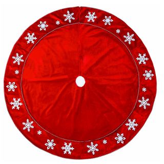 Holiday Living 56 in Red Cotton Snowflake Christmas Tree Skirt