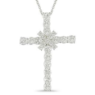 White Topaz Cross Pendant in Sterling Silver   Jewelry   Pendants