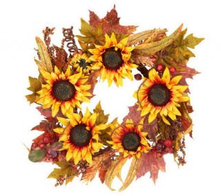 Sunflower Berry and Leaves 24 Wreath by Valerie —