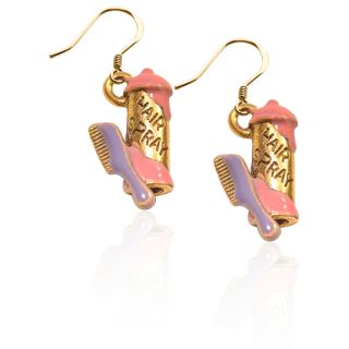 Gold over Silver Hair Spray and Comb Charm Earrings   17462048