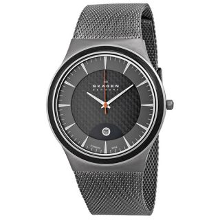Skagen Mens Carbon Fiber Dial Stainless Steel Watch   14114674