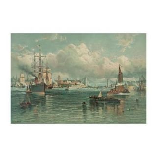 View of New York Harbor With Brooklyn Bridge in Background Print (Unframed Paper Print 20x30)