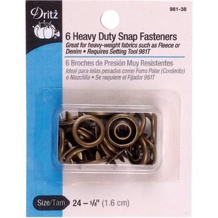 Dritz Heavy Duty Snap Fasteners 5/8 6/Pkg Antique Brass