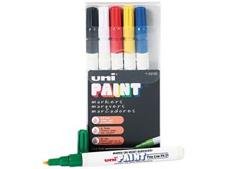 Sanford 63720 uni Paint Markers, Fine Point, Assorted, 6/Set