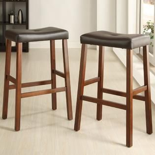 Oxford Creek Contemporary 29 in. H Cherry Saddle Cushion Barstools
