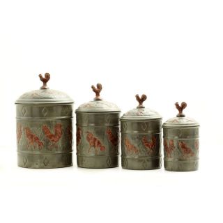 Old Dutch 4 piece Fresh Seal Covers Rooster Canister Set   14772039