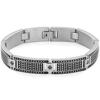 Mens Stainless Steel Square Micro Pave Cubic Zirconia ID Link